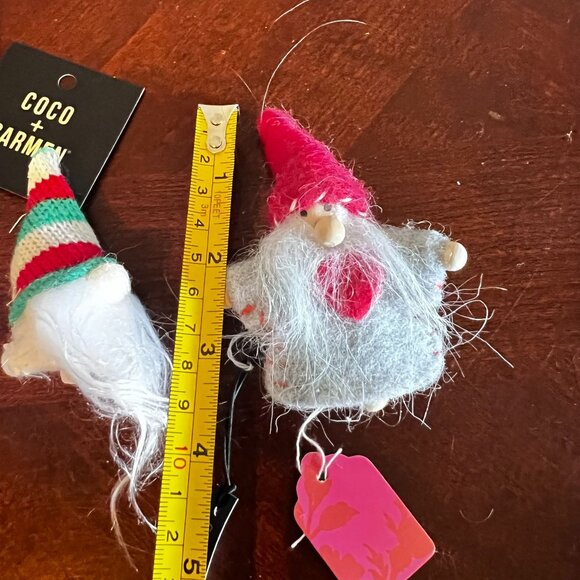 Coco + Carmen christmas holiday felted Gnome Earrings set  & Gnome pin - Picture 11 of 13